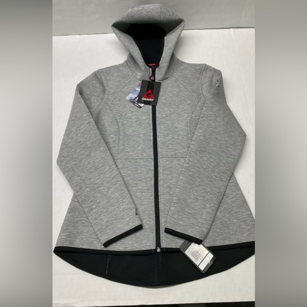 NWOT Gerry Size L Heather Gray/Blk Bonded  Hood Jacket Coat Women Style# NG9218